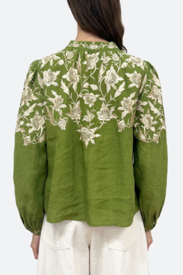 Sea NY Alina Lace Long Sleeve Shirt - Green
