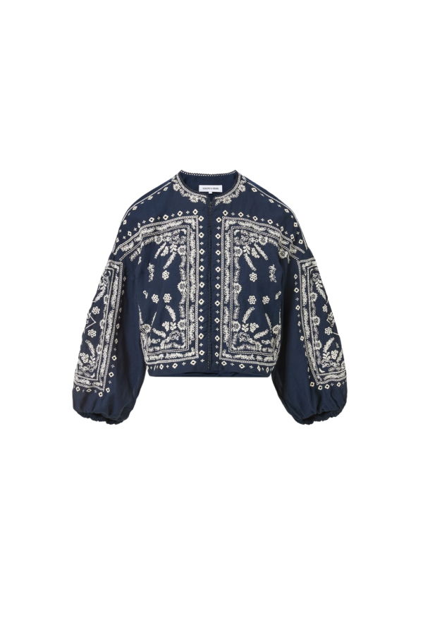 Veronica Beard Drake Embroidered Jacket - Navy