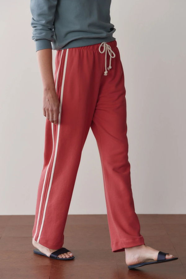 Donni. Eco Terry Stripe Crop Pant - Raspberry