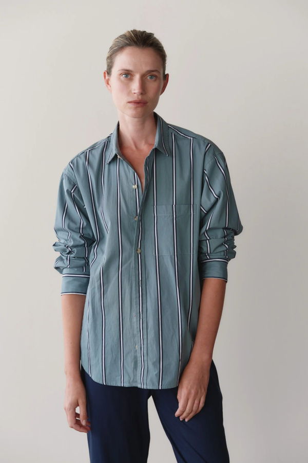 Donni. The Pop Button Down Shirt - Sage
