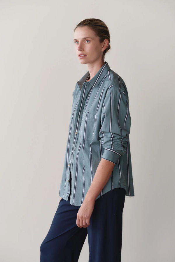 Donni. The Pop Button Down Shirt - Sage