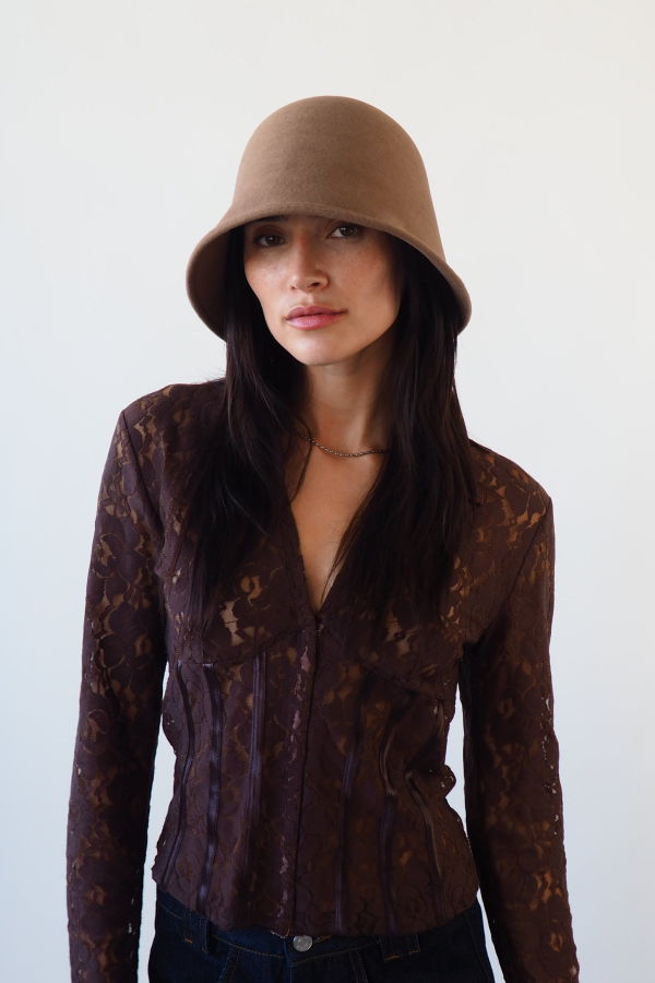 Crown Hat in Taupe Wool