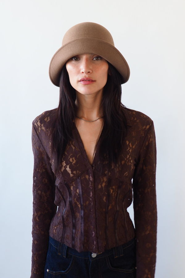 Crown Hat in Taupe Wool