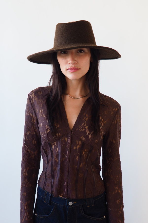 Dai Hat in Brown Melange Wool