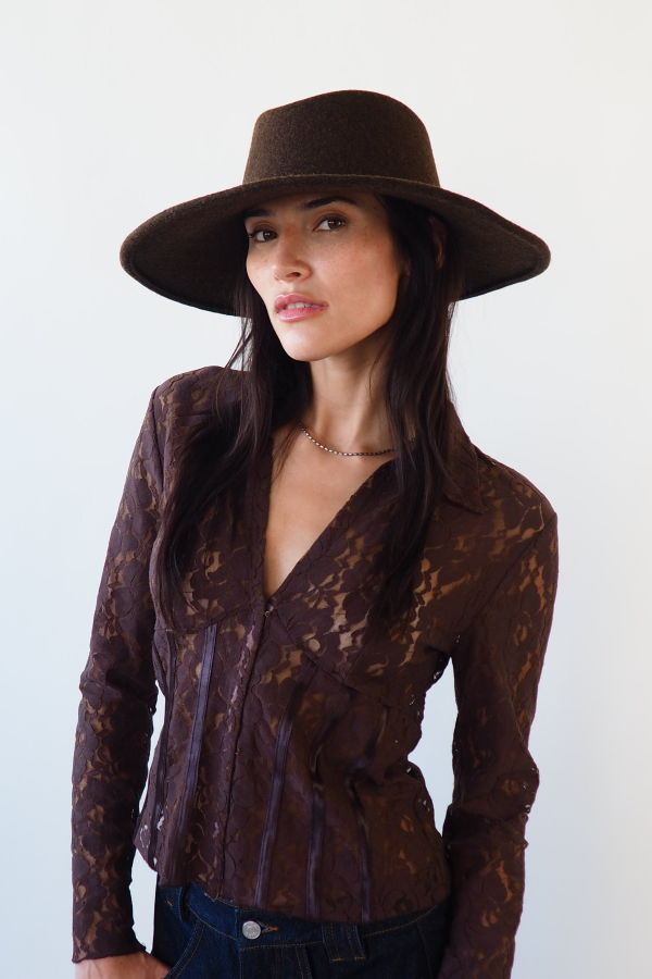 Dai Hat in Brown Melange Wool