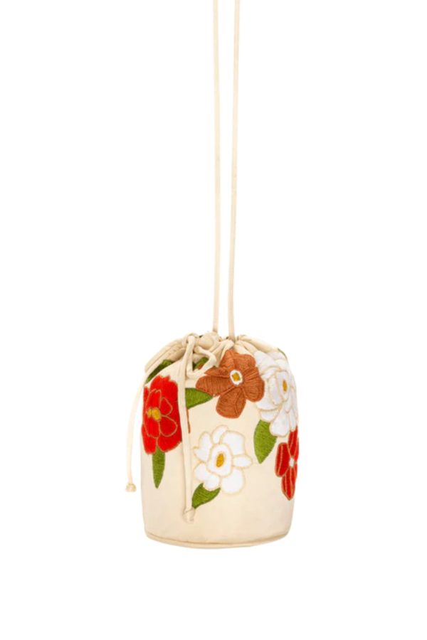 The Great. Embroidered Cinched Bucket Bag