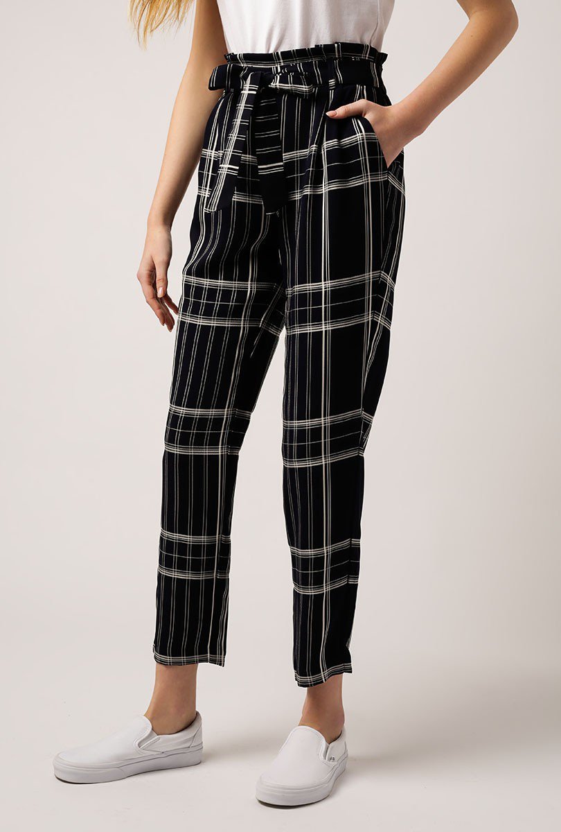 tie waist plaid pants