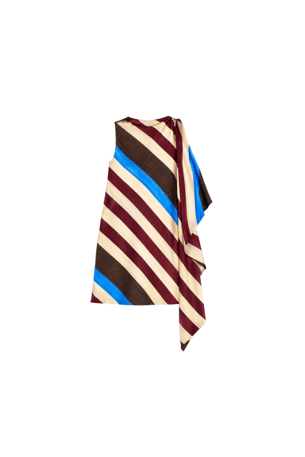 Staud Sabina Silk Dress - Caffe Stripe