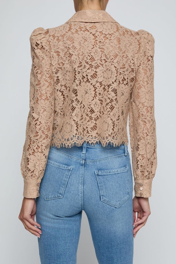 L'agence Anita Lace Button Up Blouse - Cappuccino