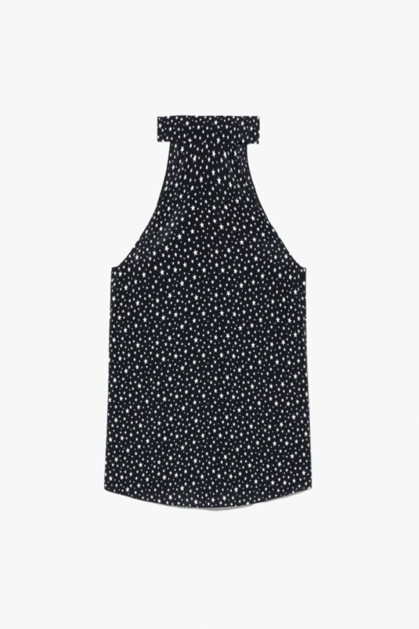 Nili Lotan Alla Halterneck Top - Black/Ivory Star