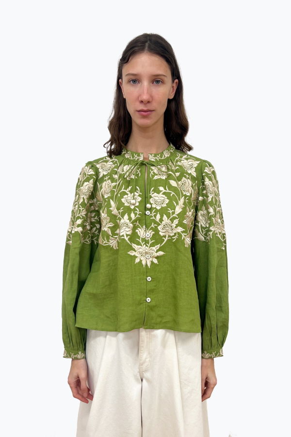 Sea NY Alina Lace Longsleeve Shirt - Green