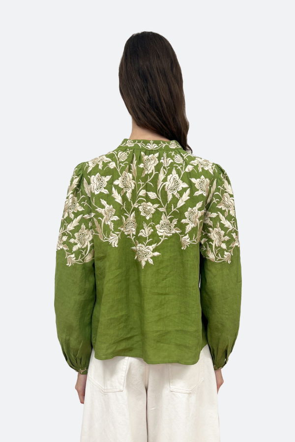 Sea NY Alina Lace Longsleeve Shirt - Green
