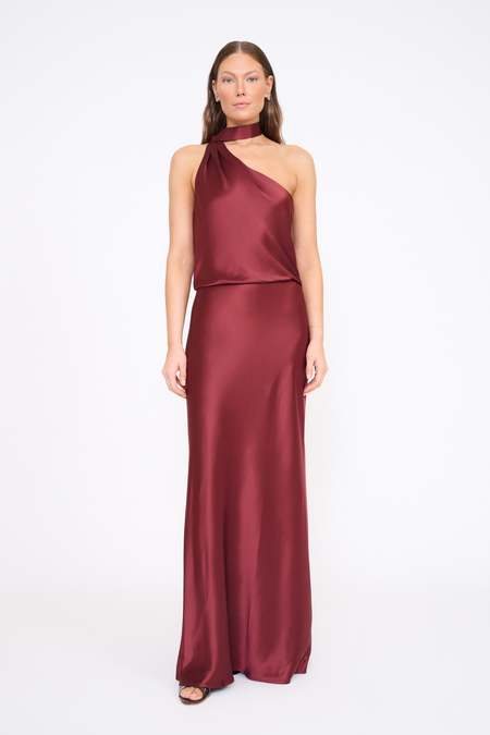 staud ashanti draped satin maxi dress STAUD Satin Ashanti Dress in Red