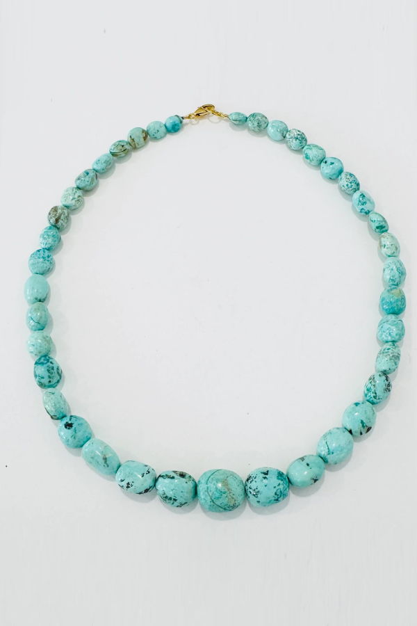 Theodosia Graduated Turquoise Nugget Necklace - Light