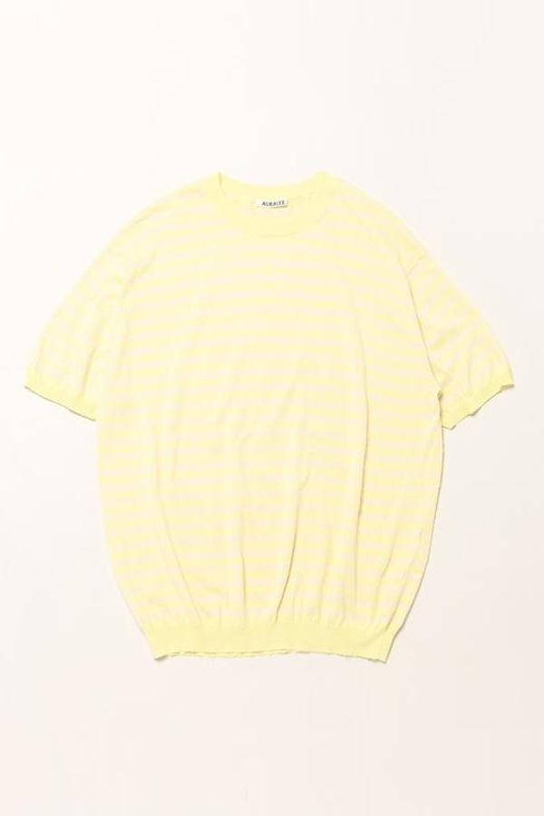 Auralee Yellow Pink Stripe T-Shirt