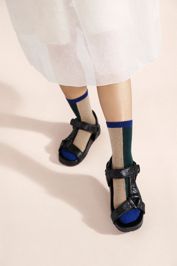 Hansel from Basel Half and Half Cashmere Crew Socks - Hunter Green