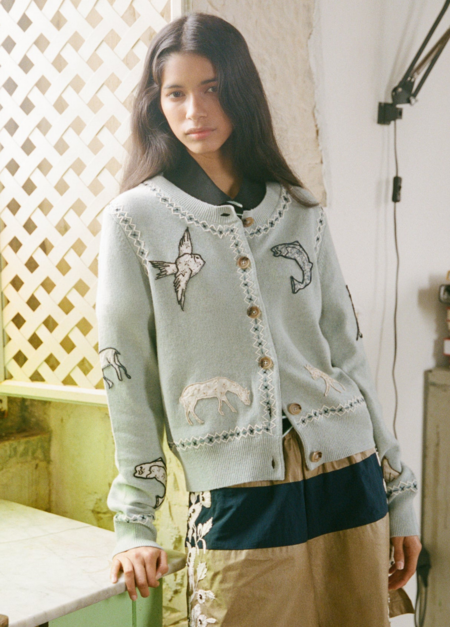 White Mohair Ribbed Cardigan | Garmentory