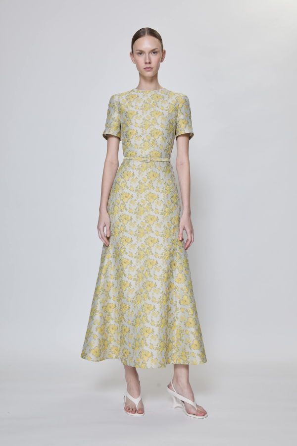Jonathan Simkhai Caraline Jacquard Midi Dress - Buttercream