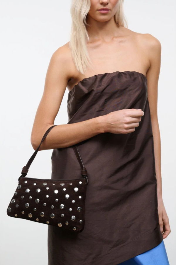 Staud Dani Mini Shoulder Bag - Espresso Studs