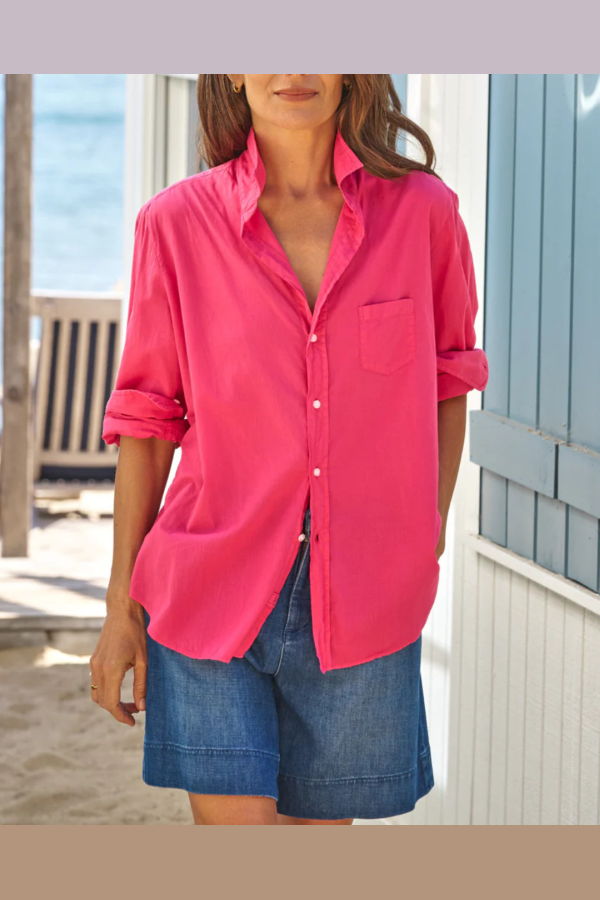 Frank & Eileen Eileen Relaxed Button-Up Shirt - Raspberry