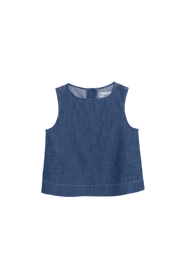 Frank & Eileen Shell Tank - Distressed Indigo Washed Denim