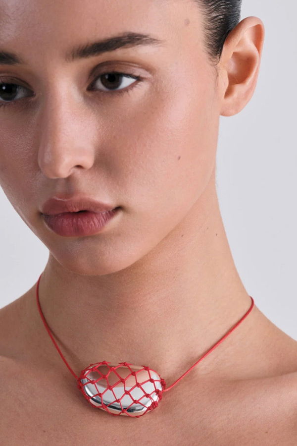 Heaven Mayhem Julia Net Necklace - Silver/Red