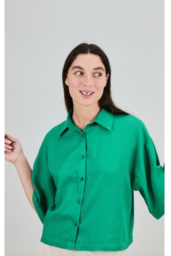 Brava Boxy Squared Blouse - Green