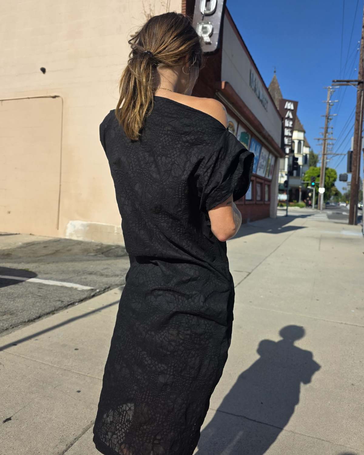LWN Pinch Shift Floral Textured Cotton Dress - Image 4 of 9