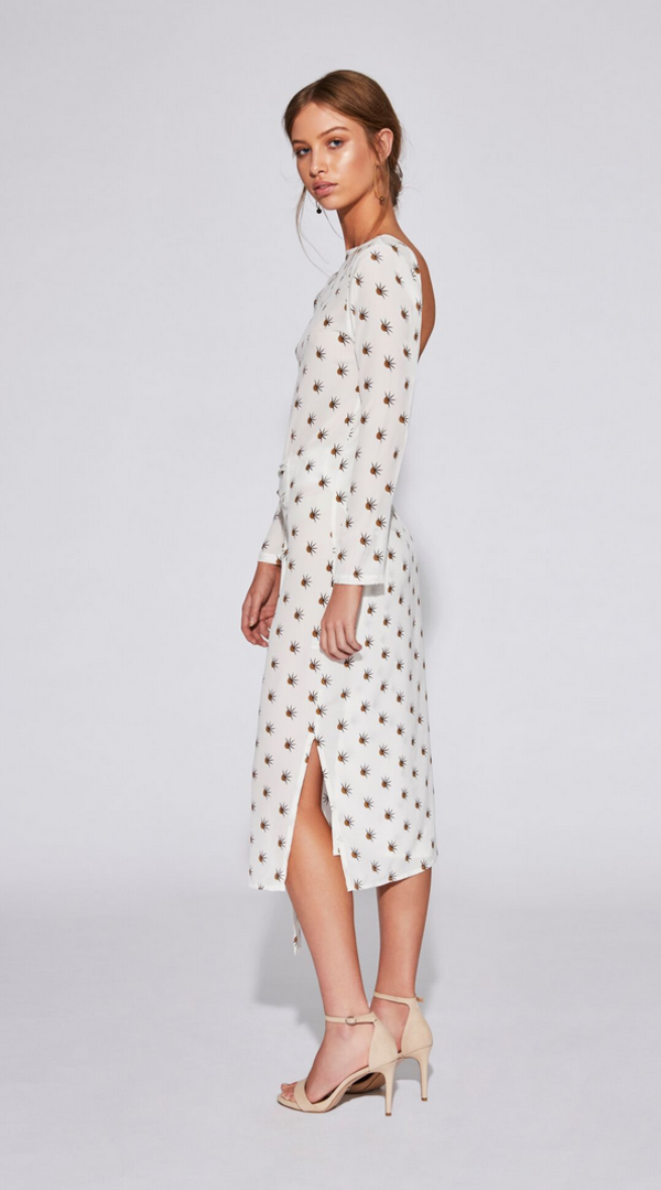 black feather trim dress long sleeve Valentino Black Feather-Trimmed Maxi Dress