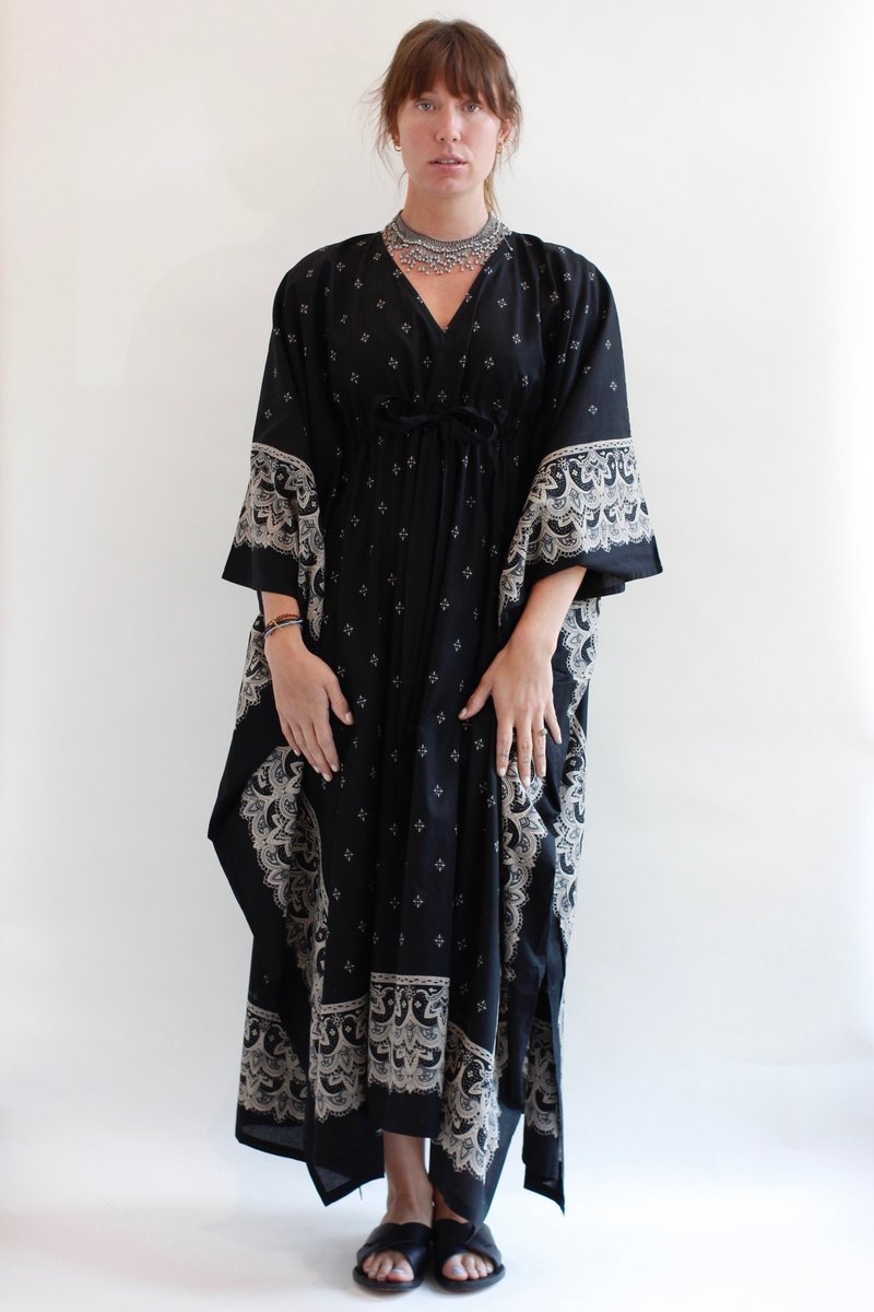 Visvim Bandana Kaftan Dress - black | Garmentory