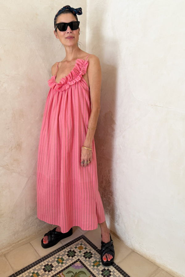 Two Ruffle Stripe Dress
