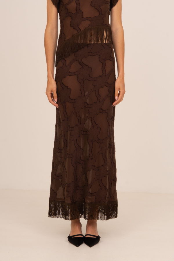 Carmen Says Balance Fringe Maxi Skirt