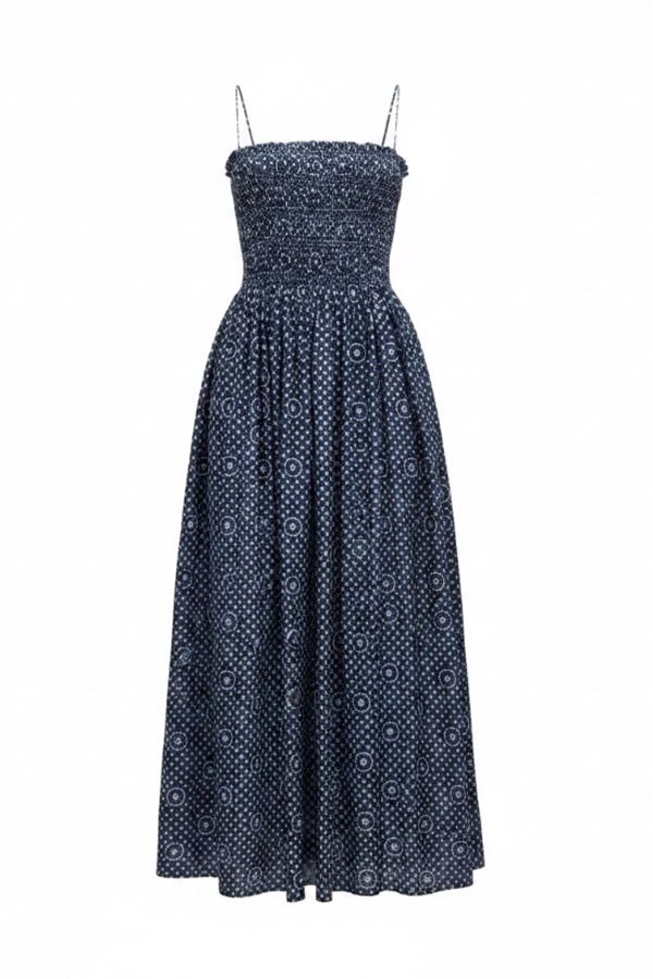 Matteau Shirred Bodice Dress - Blue