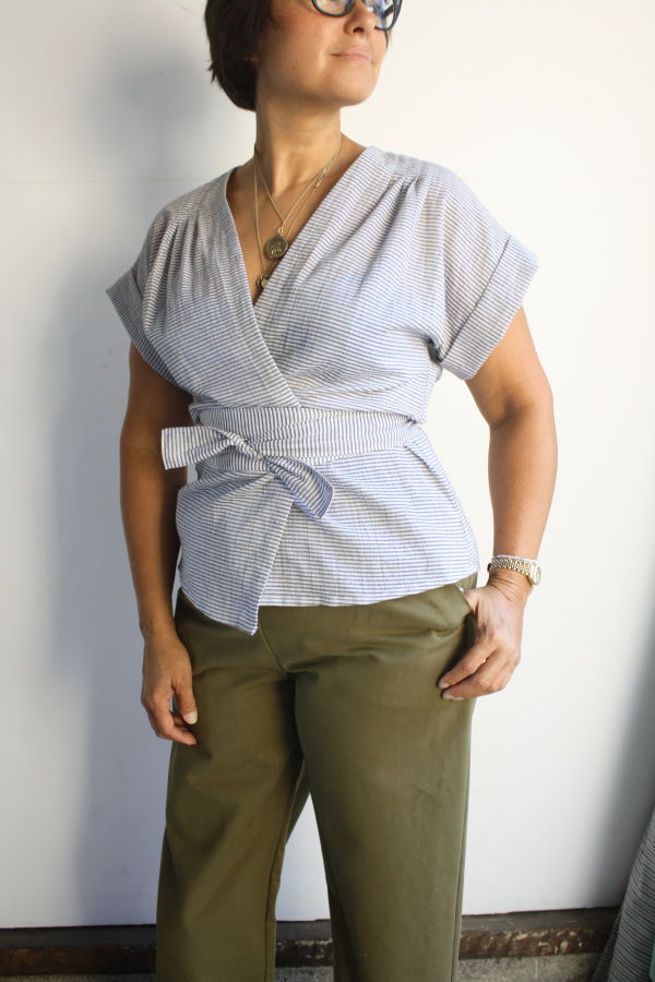 Myrtle Loretta Wrap/Tie Top - Microstripe