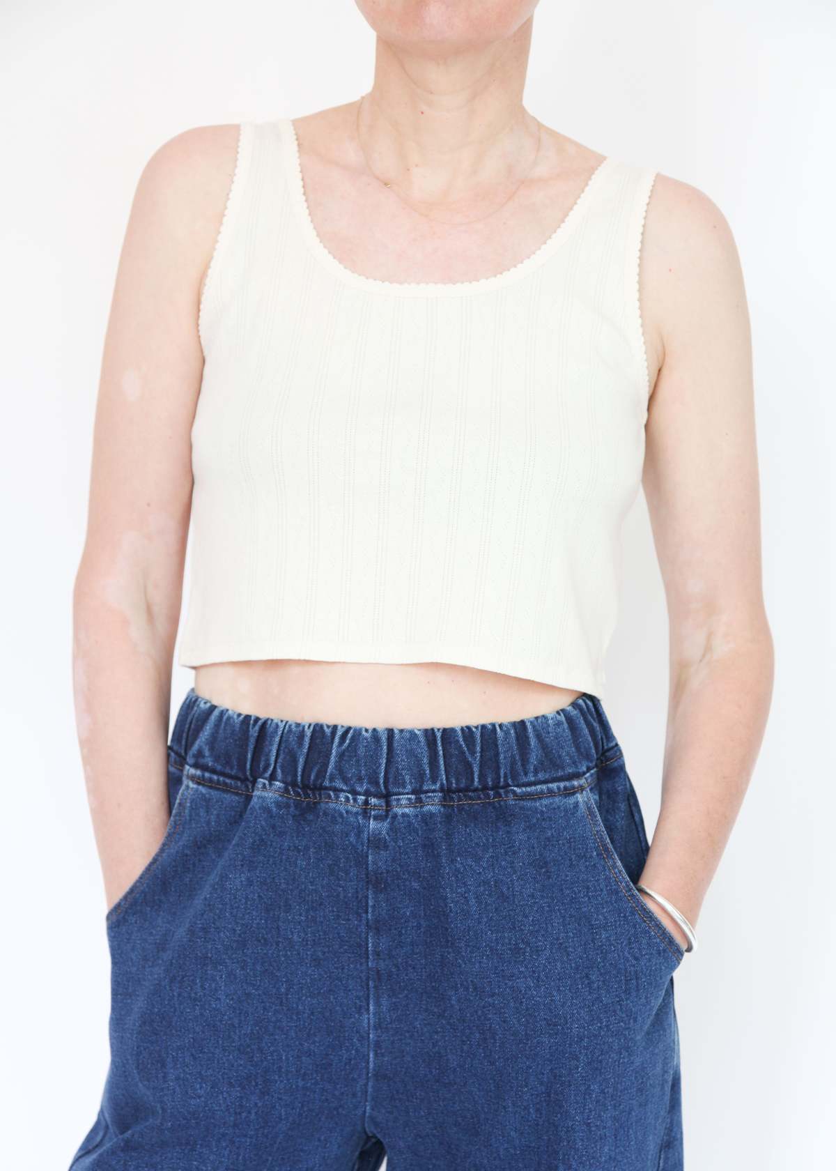 First Rite Crop Pointelle Scoop Tank - Image 1 of 4