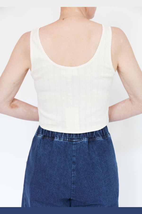 First Rite Crop Pointelle Scoop Tank