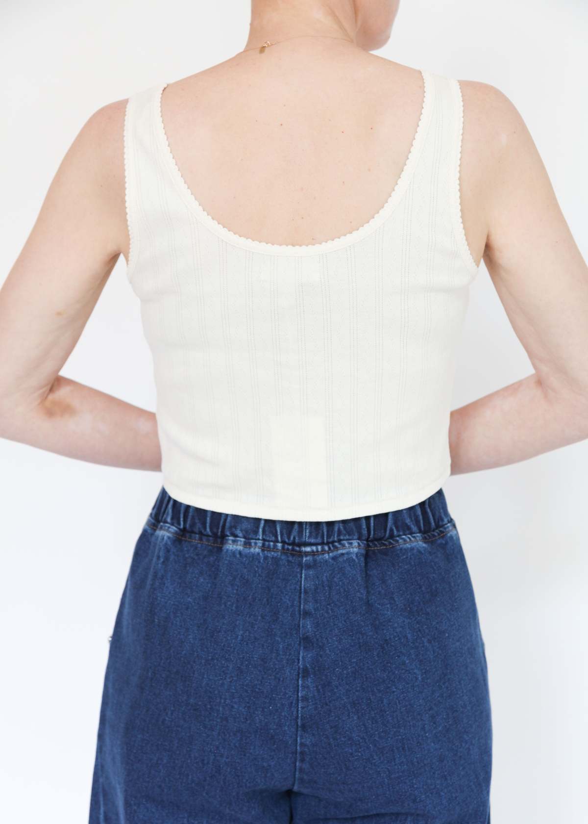 First Rite Crop Pointelle Scoop Tank - Image 2 of 4