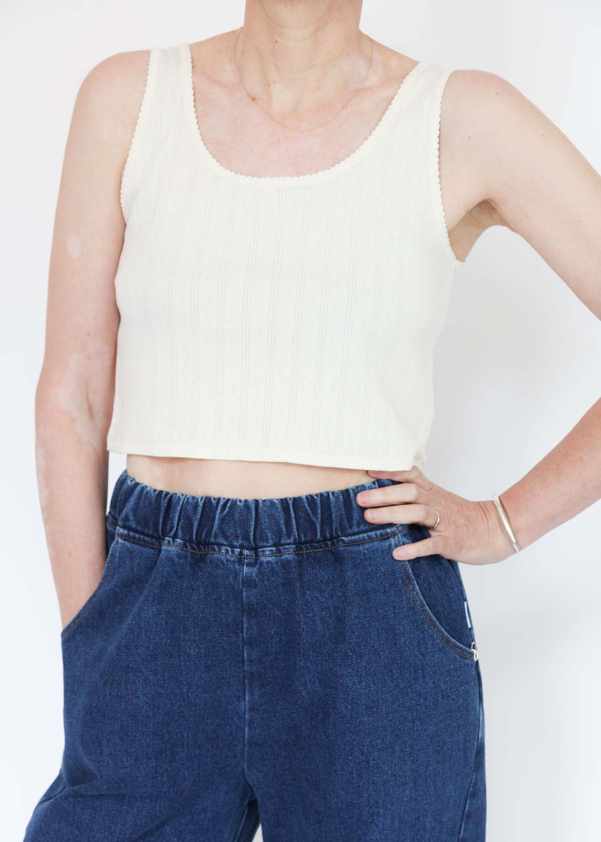 First Rite Crop Pointelle Scoop Tank - Image 3 of 4