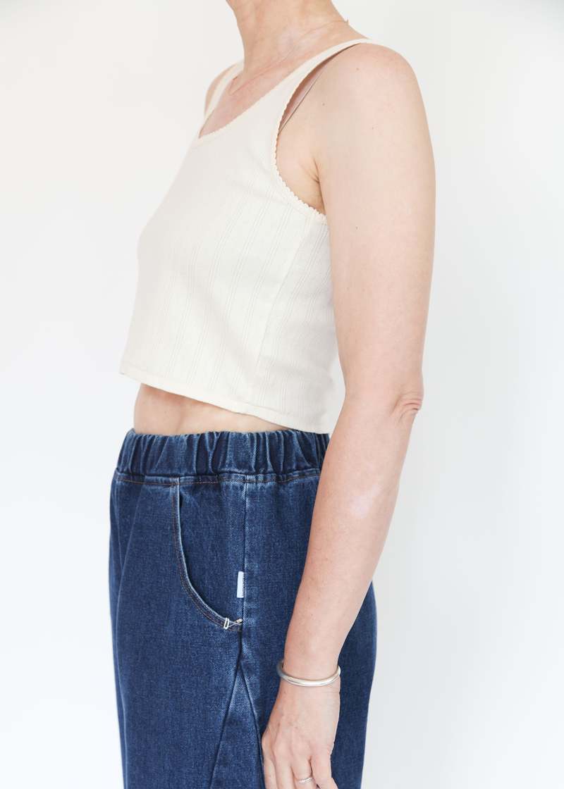 First Rite Crop Pointelle Scoop Tank