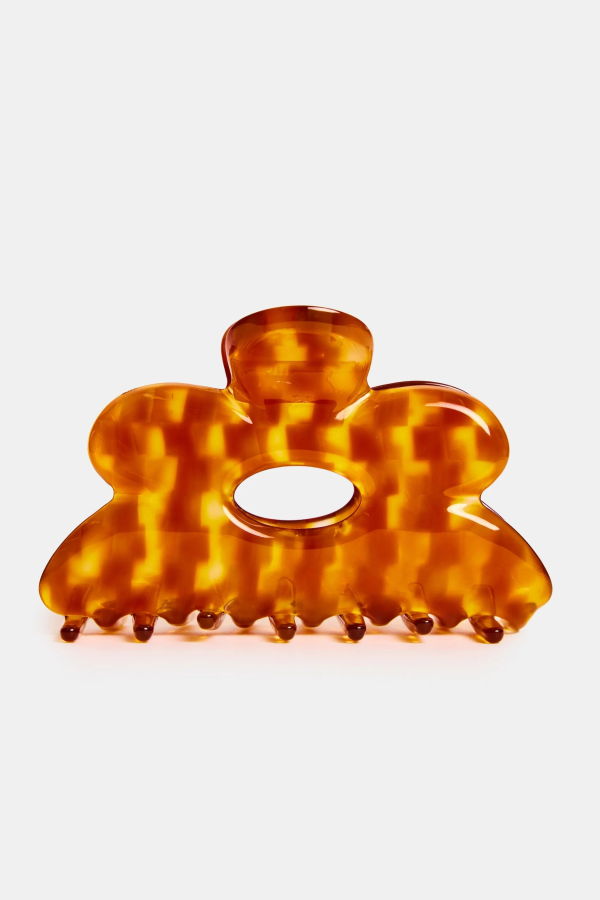 Chunks Honey Check Flower Claw Clip