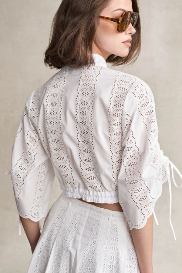 Hevron Amaris Eyelet Skirt - White Eyelet