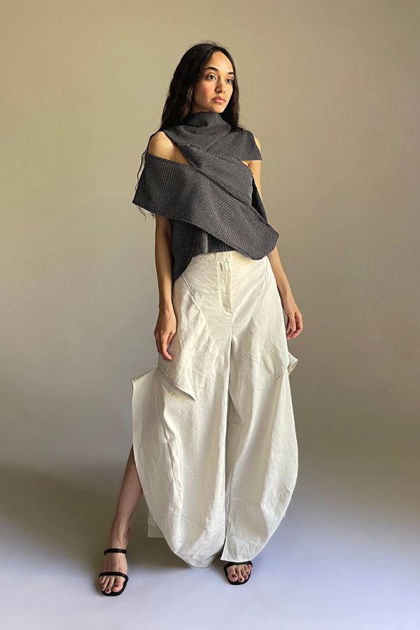 Solouk Twilight Top - Black-Grey Striped