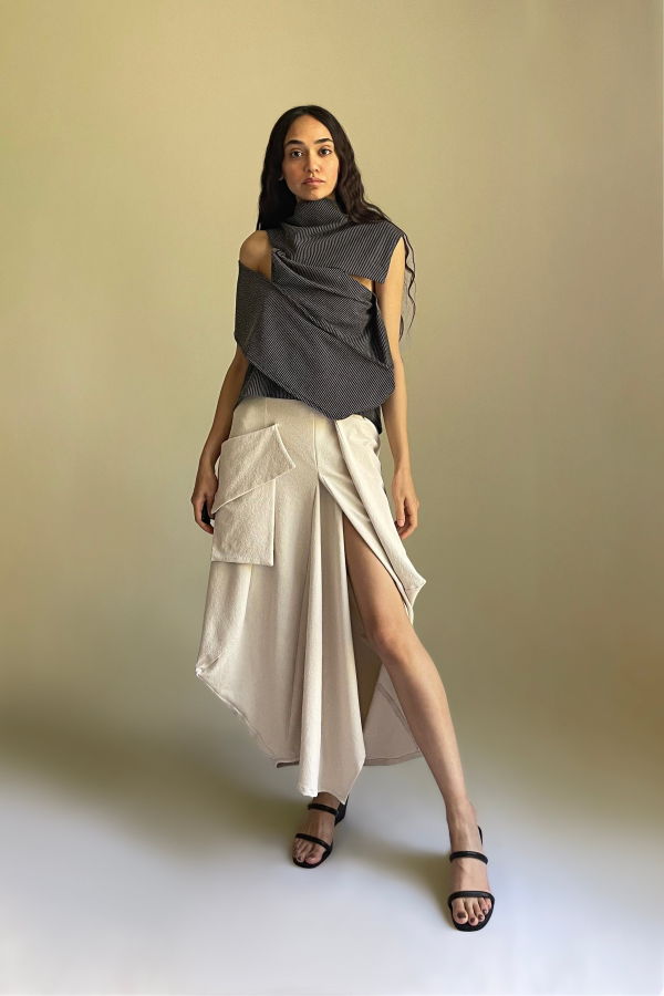 Solouk Twilight Top - Black-Grey Striped