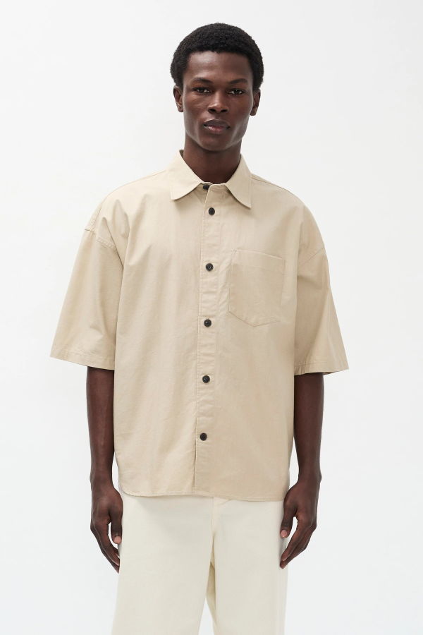 Norse Projects Espevik Oversized Faded Pigment Dyed SS Shirt - Tan
