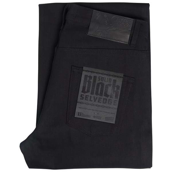 Naked & Famous Strong Guy Solid Black Selvedge Jeans