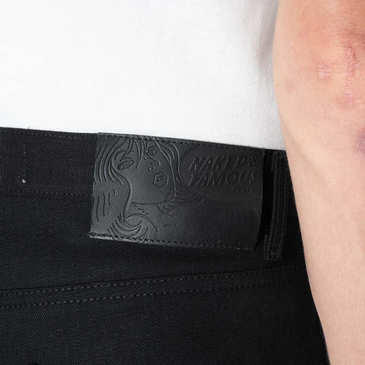 Naked & Famous Strong Guy Solid Black Selvedge Jeans - Image 6 of 9