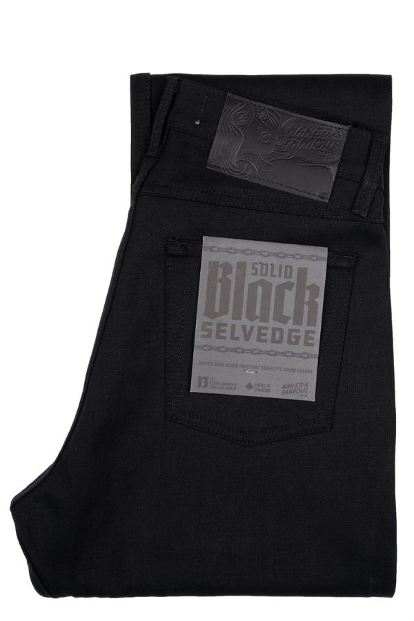 Naked & Famous True Guy Solid Black Selvedge Jeans