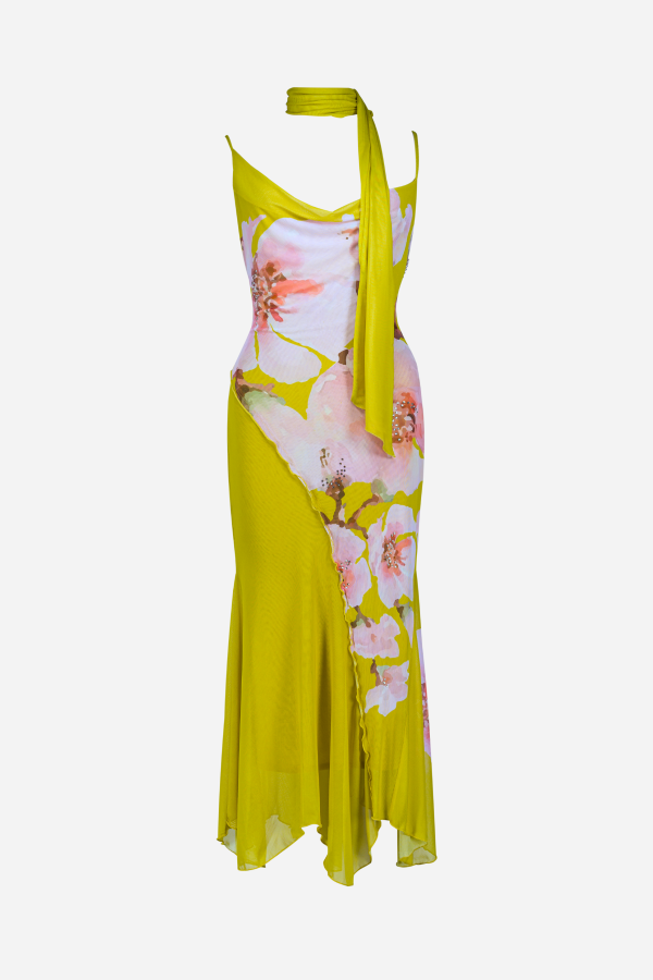SAEMDI Elaria Floral Printed Mesh Dress