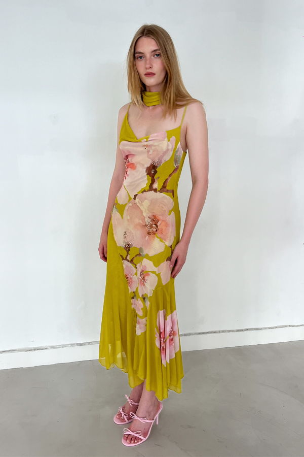 SAEMDI Elaria Floral Printed Mesh Dress