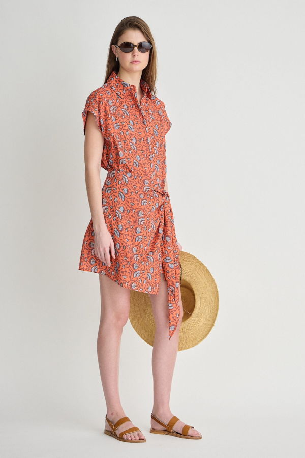 Apiece Apart San Vito Sarong Dress - Night Blooms Firecracker